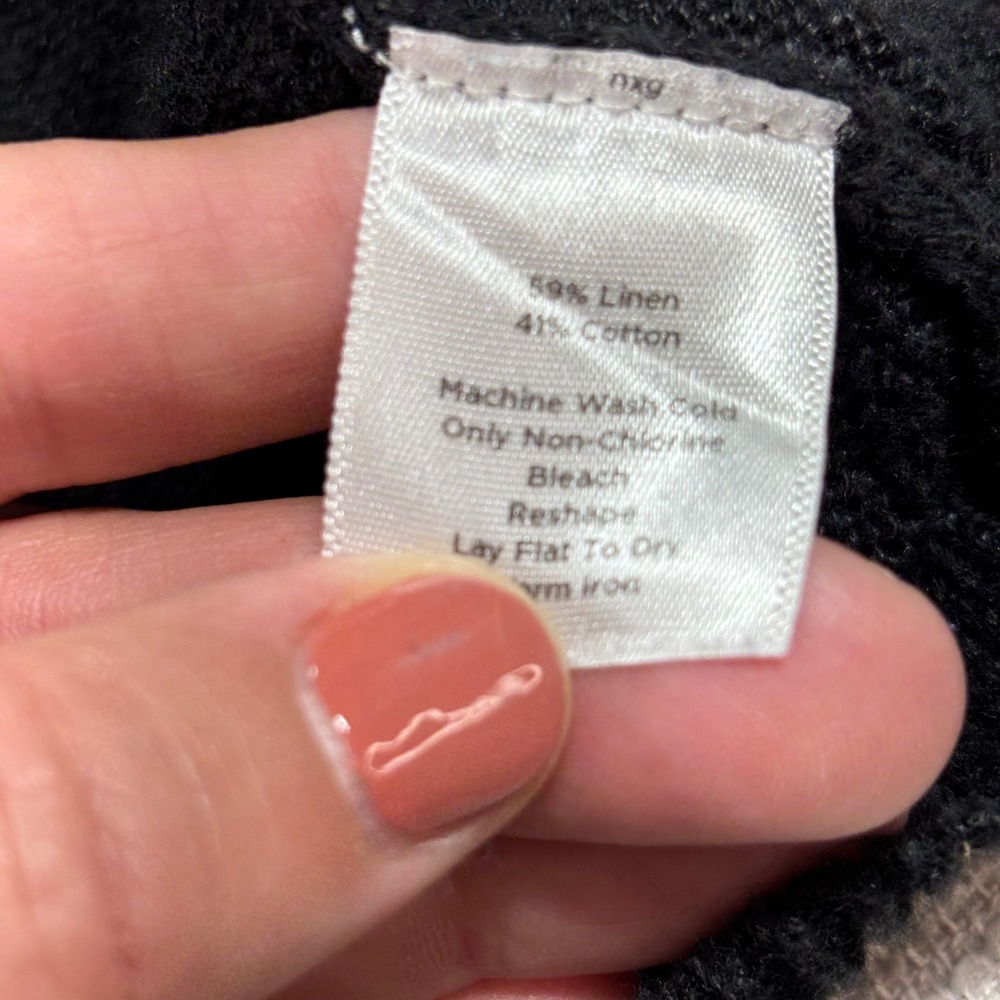 Talbots Petites Black Linen Blend Knit Open Front Cardigan‎ Sweater S - Picture 8 of 8